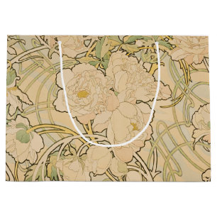 Vintage Alphonse Mucha Peonies Gallery Große Geschenktüte