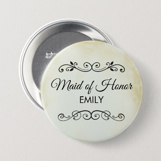 Vintage Alt-Mode-Western-Hochzeitsparty Button (Vorne & Hinten)