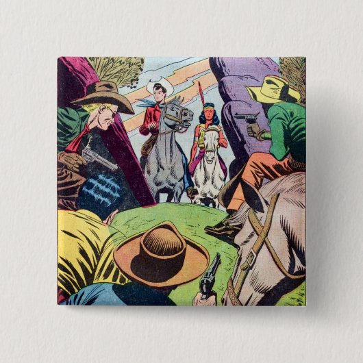 Vintage Alt-West-Comic-Buchszene Button (Vorderseite)