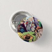 Vintage Alt-West-Comic-Buchszene Button (Vorne & Hinten)