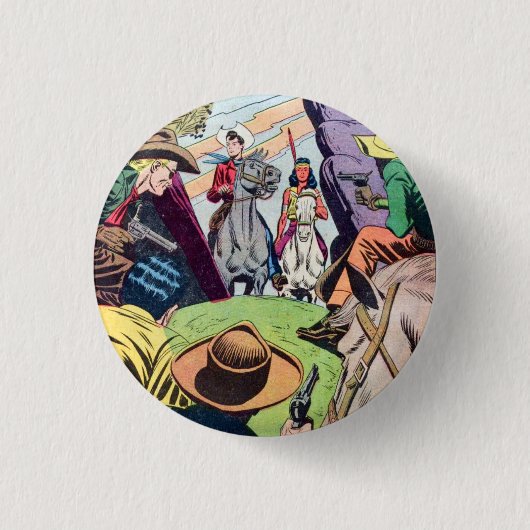 Vintage Alt-West-Comic-Buchszene Button (Vorderseite)