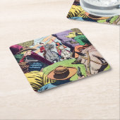 Vintage Alt-West-Comic-Buchszene Rechteckiger Pappuntersetzer (angewinkelt)