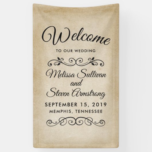 Vintage Alt-Western-Hochzeit Banner (Vertikal)