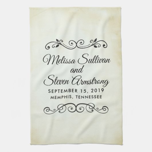 Vintage Alt-Western-Hochzeit Geschirrtuch (Vertikal)