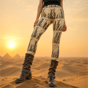 Vintage-Altägyptische Katzengöttin & Hieroglyphen Leggings