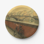 Vintage Altbrücke in Florenz, Italien Pappteller (Vorderseite)