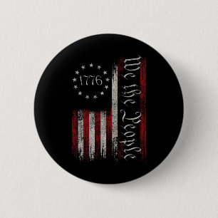 Vintage alte amerikanische Flagge Patriotic 1776 W Button