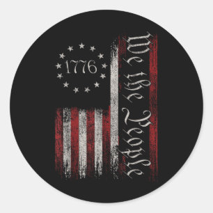 Vintage alte amerikanische Flagge Patriotic 1776 W Runder Aufkleber