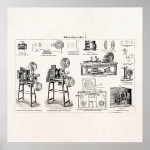 Vintage alte antike Film-Kamera-Kinematographie Poster
