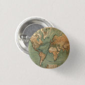 Vintage Alte Antike Weltkarte Button (Vorne & Hinten)
