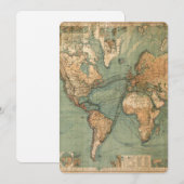 Vintage Alte Antike Weltkarte Feiertagskarte (Vorne/Hinten)