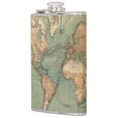 Vintage Alte Antike Weltkarte Flachmann (Links)