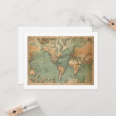 Vintage Alte Antike Weltkarte Karte (Vorderseite/Rückseite Beispiel)