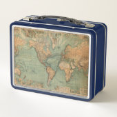 Vintage Alte Antike Weltkarte Metall Brotdose (Rückseite)