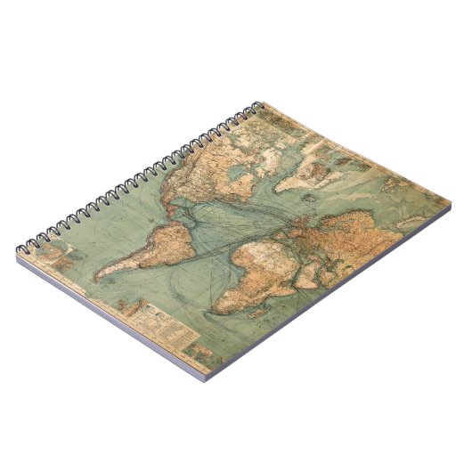 Vintage Alte Antike Weltkarte Notizblock (Linke Seite)