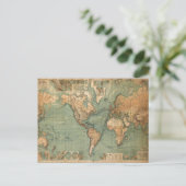 Vintage Alte Antike Weltkarte Postkarte (Stehend Vorderseite)