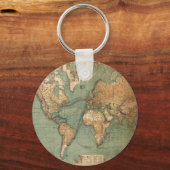 Vintage Alte Antike Weltkarte Schlüsselanhänger (Rückseite)