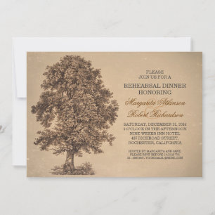 vintage alte Baum rustikale Probedinner-Einladunge Einladung