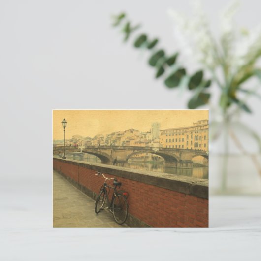 Vintage Alte Brücke Ponte Vecchio Florenz Postkarte (Stehend Vorderseite)
