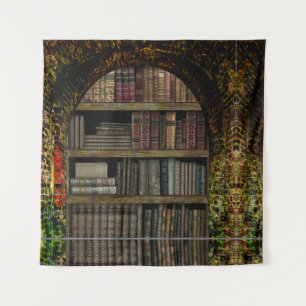 Vintage alte Buchbibliothekskunst für Bücherliebha Wandteppich