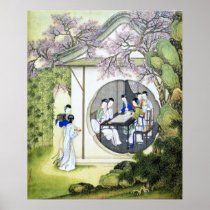Vintage alte chinesische Kunst Poster