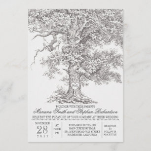 Vintage alte Eiche rustikale Hochzeitseinladungen Einladung
