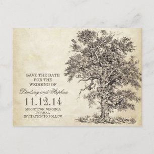Vintage alte Eiche Save the Date Postkarten