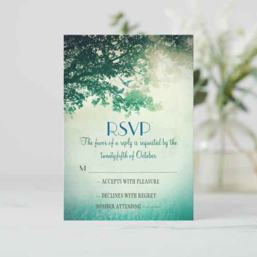 Vintage alte Eichenholzkarten RSVP Karte (Stehend Vorderseite)