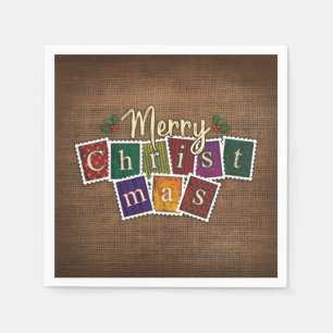 VINTAGE ALTE FASHIONIERTE CHRISTMAS-BRIEFMARKE ENT SERVIETTE