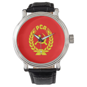 Vintage alte Flagge des rumänischen Armbanduhr