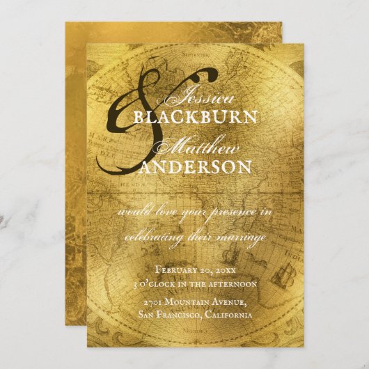 Vintage alte Goldmedaille Einladung (Vorne/Hinten)