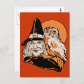 Vintage alte Hexe und ihre Eule Postkarte (Vorne/Hinten)