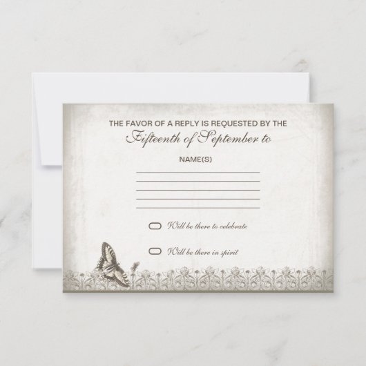 Vintage alte Hochzeit rsvp (Vorderseite)