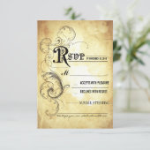 Vintage alte Hochzeitkarten RSVP Karte (Stehend Vorderseite)