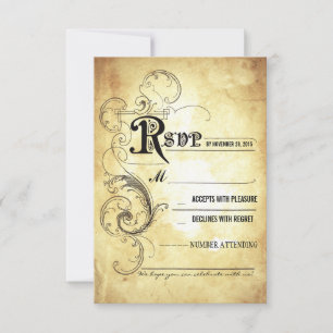 Vintage alte Hochzeits-RSVP-Karten RSVP Karte