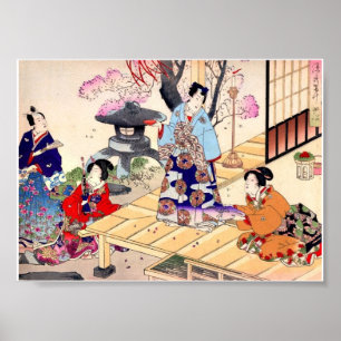 Vintage alte japanische Kunst Poster