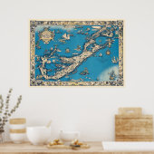 Vintage Alte Karte der Bermuda-Inseln Poster (Küche)