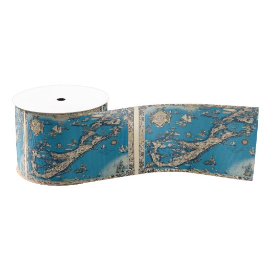 Vintage Alte Karte der Bermuda-Inseln Ripsband (Spule)