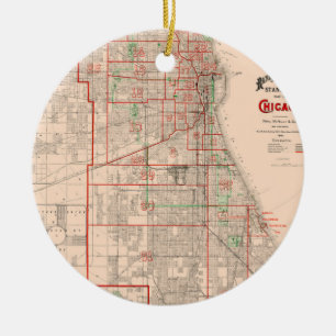 Vintage Alte Karte von Chicago - 1893 Keramikornament