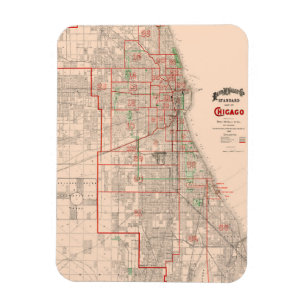 Vintage Alte Karte von Chicago - 1893 Magnet