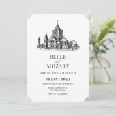 Vintage Alte Kirchenhochzeit Einladung (Stehend Vorderseite)