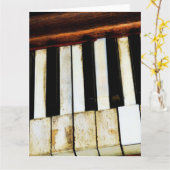 Vintage alte Klavierschlüssel Karte (Gelbe Blume)