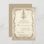 Vintage alte Kronleuchter Hochzeitskarten RSVP (Vorne/Hinten)