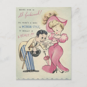 Vintage Alte "Mode" Gute Besserung Postkarte