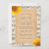Vintage Alte Musik Blatt & Sonnenblumen Hochzeit