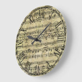 Vintage alte Musiknoten Papiertextur Große Wanduhr (Winkel)