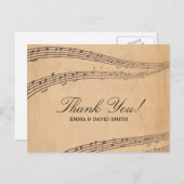 Vintage alte Musiknoten Vielen Dank Karten (Vorne/Hinten)