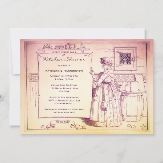 Vintage Alte Mutter Hubbard Küche Brautparty Einladung (Rückseite)