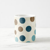 Vintage alte Retro Blue Brown Polka Dots Kaffeetasse (Mittel)