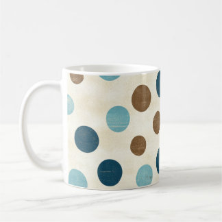 Vintage alte Retro Blue Brown Polka Dots Kaffeetasse